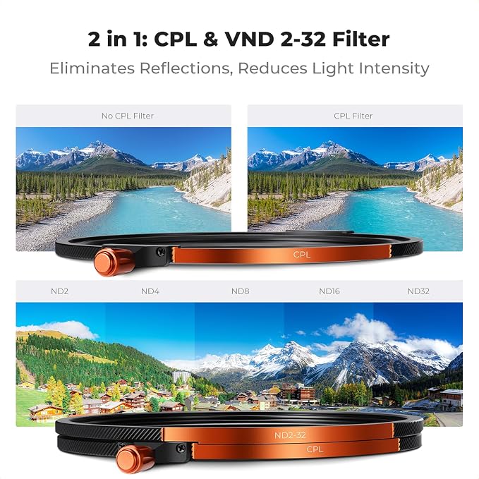 K&F CONCEPT 52mm Magnetic 1s Swap 5-Pack: CPL + VND2-32 + Black Diffusion 1/4 + - Image 5