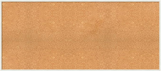 Amanti Art Natural Cork Board for Wall, 23x51 Vision Board with White Frame, Oversize Corkboard Office Decor for Home Organization, Modern Corkboard Pinboard to Display Items for Home Organization in
