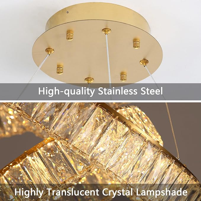 HAIXIANG Modern Crystal Chandelier Dimmable LED Ring Pendant Chandeliers Light - Image 6