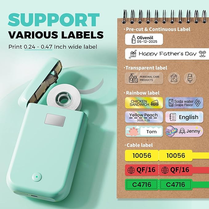 Label Maker, Bluetooth Label Makers Compatible with Phone, Label Maker Machine with Tape, Mini Label Maker for Family School, Label Machine with Lots of Style Templates Easy to Use