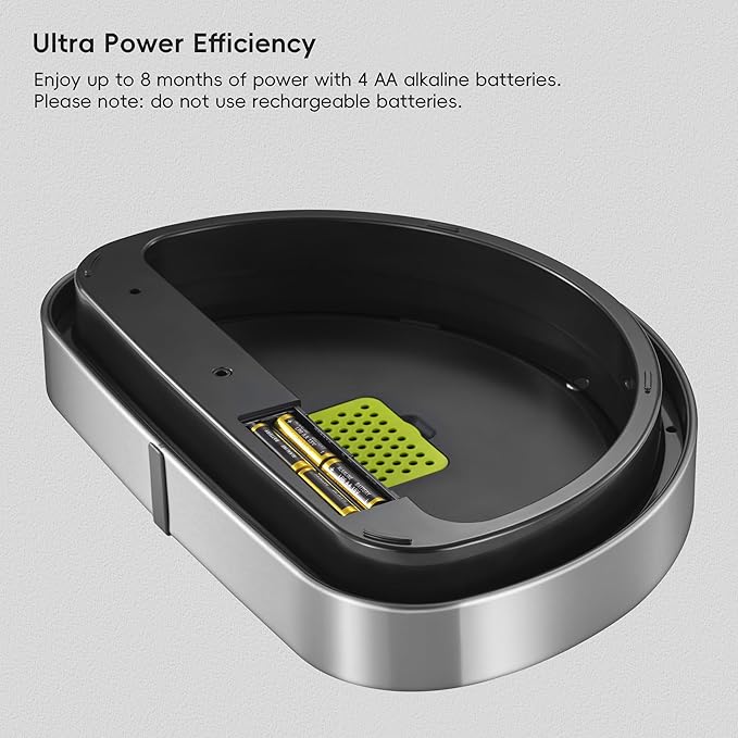 EKO Mirage Semi-Round Motion Sensor Trash Can, 47 Liter / 12.4 Gallon Automatic Large Kitchen Trash Can with Deodorizer Compartment, Removable Lid and Bucket, Matte Stainless Steel