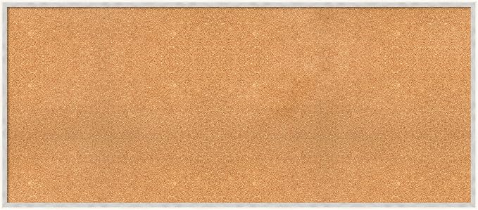 Amanti Art Natural Cork Board for Wall, 25x57 Vision Board with White Frame, Oversize Corkboard Office Decor for Home Organization, Modern Corkboard Pinboard to Display Items for Home Organization in