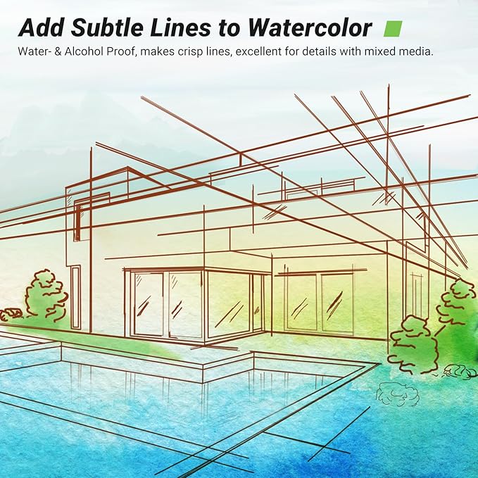 KERIFI Sepia Micro Pen Set, 12 Assorted Sizes Fineliner Ink Art Drawing Pens, Water-Resistant Archival Ink Multiliner Pens for Illustration Technical Sketching Manga Scrapbooking Journaling Zentangle