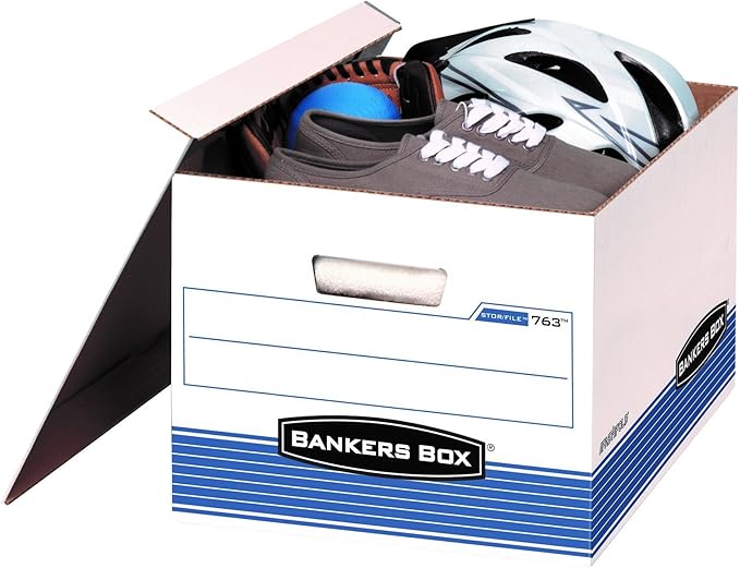 Bankers Box 20 Pack STOR/FILE Medium-Duty File Storage Boxes, FastFold, Lift-Off Lid, Letter/Legal, White/Blue