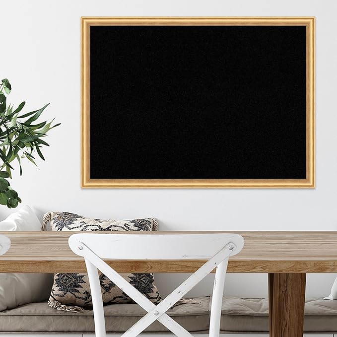 Amanti Art Black Cork Board for Wall, 22x30 Vision Board with Gold Wood Frame, Medium Corkboard Office Decor for Home Organization, Casual Corkboard Pinboard to display items for home organization