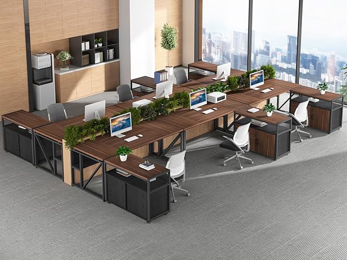 Tribesigns Modern File Cabinet with Drawers for Letter-Sized File and Door, Lockable lateral Filing Cabinet Printer Stand with Storage Shelves and with Rolling Caster for Home Office (Dark Walnut)