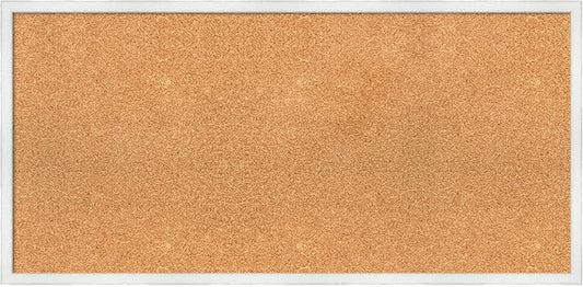 Amanti Art Natural Cork Board for Wall, 19x39 Vision Board with White Frame, Large Corkboard Office Decor for Home Organization, Country Rustic Corkboard Pinboard to Display Items for Home