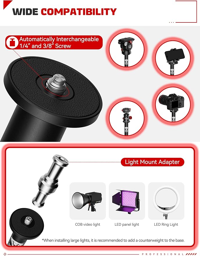 IFOOTAGE A200 Round Base Monopod, Aluminum Tabletop Small Tripod, Compatible - Image 5