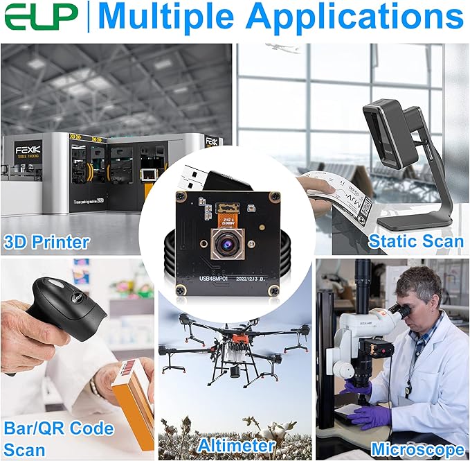 ELP 48MP Fast Autofocus USB Camera Module with 70degree No Distortion Lens for Computer Mini UVC USB2.0 Industrial Webcam Board 8000 * 6000 USB with Camera for Laptop PC Raspberry pi Jetson Nano