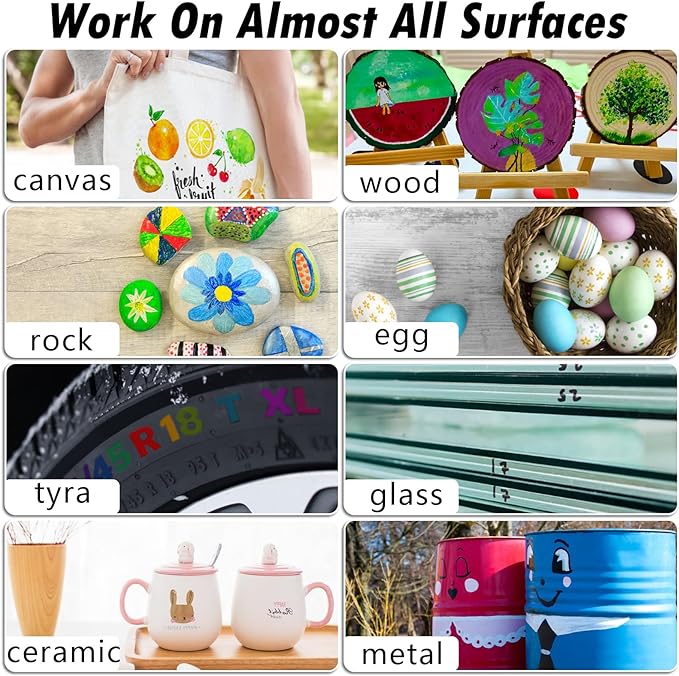 Gold Paint Pens Paint Markers - 8 Pack Permanent Quick Dry Waterproof Marker Pens for Rocks Wood Fabric Plastic Canvas Glass Mugs Metal Tire Stone