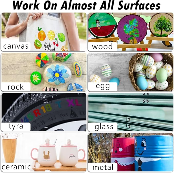 Green Paint Markers, 8 Pack Oil-Based Waterproof Quick Dry Permanent Paint Pen Set for Rocks Painting, Wood, Fabric, Plastic, Canvas, Glass, Mugs, Metal, Tire, Stone, DIY Craft