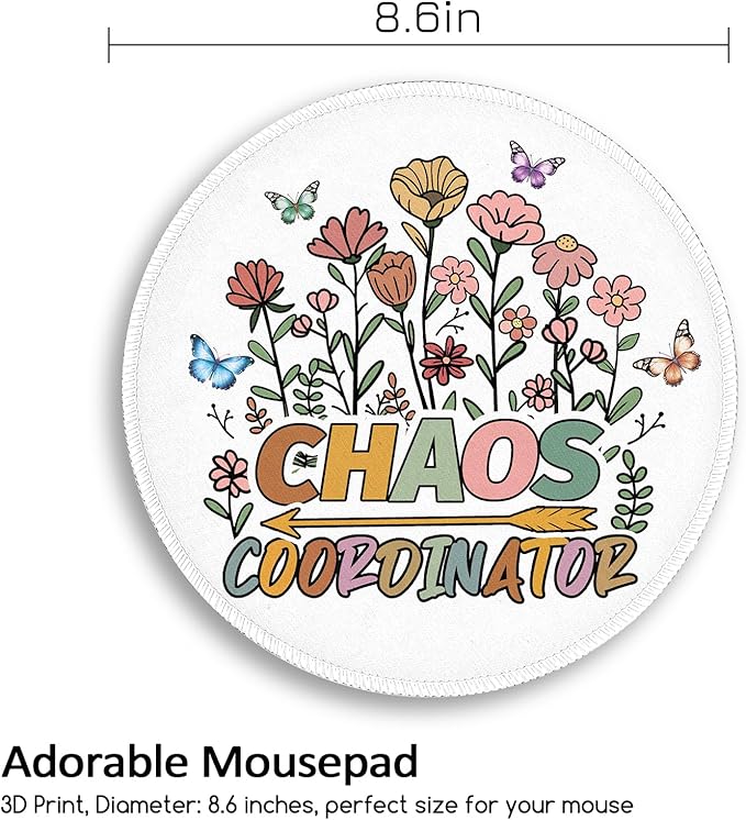 Chaos Coordinator Office Work Mouse Pad, Small Round Mouse Pads for Desk, Mini Travel Mousepad for Wireless Computer Laptop, Desk Accessories, 8.6 x 8.6 inch