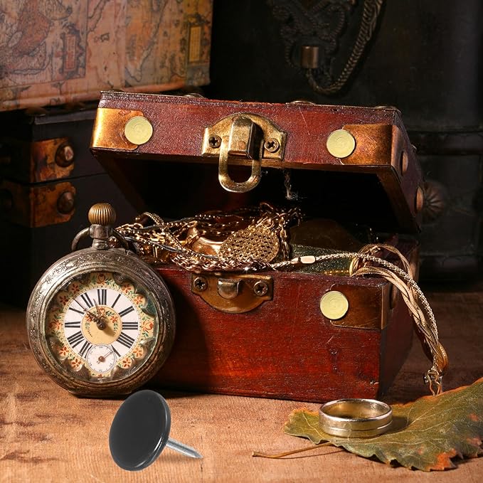 uxcell 120Pcs Push Pins, 11mmx13mm Round Flat Head Decorative Thumb Tacks Upholstery Tacks for Cork Board Office Wall Hangings, Black