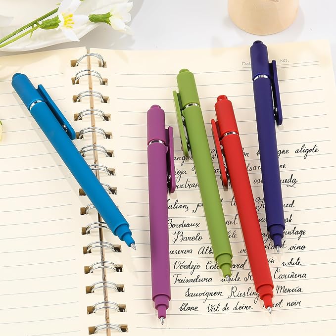 RIANCY Gel Pens, 0.5mm Black Ink Quick Dry Ball Point Pens, Fine Point Smooth Writing Retractable Pens, Cute Aesthetic Gifts Set for Men Women Journaling, Office School Stationery Supplies Pack of 20