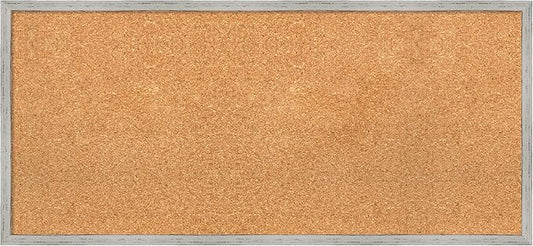 Amanti Art Natural Cork Board for Wall, 17x37 Vision Board with White Frame, Medium Corkboard Office Decor for Home Organization, Cottage Corkboard Pinboard to Display Items for Home Organization in