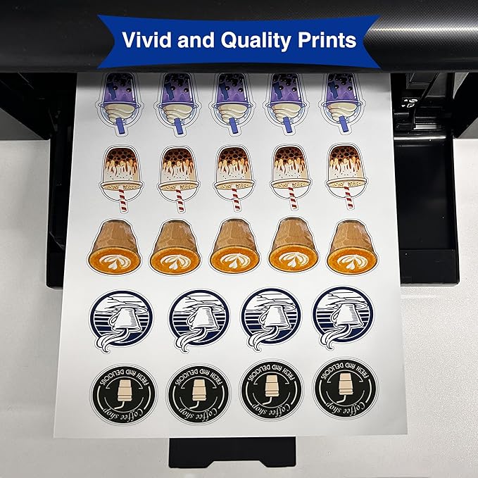 8x10 Printable Vinyl Sticker Paper Waterproof, Removable Self Adhesive Vinyl Sticker Sheets for Inkjet and Laser printer, 30 Pack, 8R Size, Glossy White