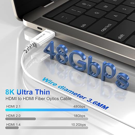 8K Fiber Optic HDMI Cable 23 FT, 8K@60Hz 4K@240Hz, Thin Extra Long HDMI Cable - Image 2