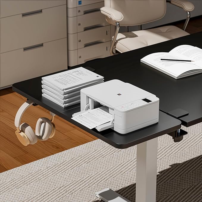 Desk Extender Tray, 28" x 12" Clamp On Desk Shelf, Desk Extension with Laptop Holder, Table Desk Arm Rest, Clamp On Keyboard Tray for Office and Home, Workstation Organizer, Large, Black