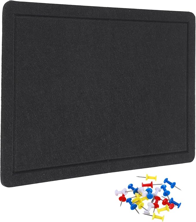 YOKIVE Felt Bulletin Board, 24 x 15.7 -Inch Foldable Decorative Pin Board Self Adhesive Felt Cork Board with 20 Pushpins, Great for Wall, Photo Display, Paste Note, Schedule(Black)