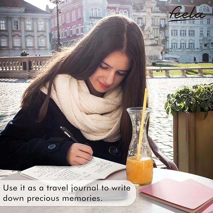 feela 16 Pack Soft Cover Journal Bulk, Lined Notebooks College Ruled for Work for Women Girl Writing, Blank Travel Journal Note Taking Notebook School Business Supplies, 8.2” x 5.5”, A5, Pink