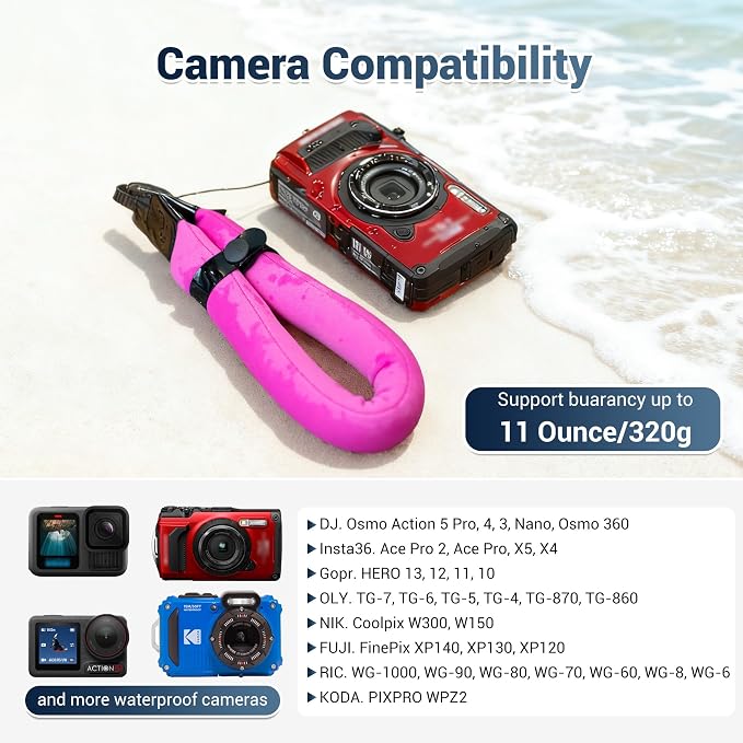 JJC Camera Float Wrist Strap for Olympus TG-7 TG7 TG-6 TG6 TG-5 TG5 TG-4 TG4 - Image 5