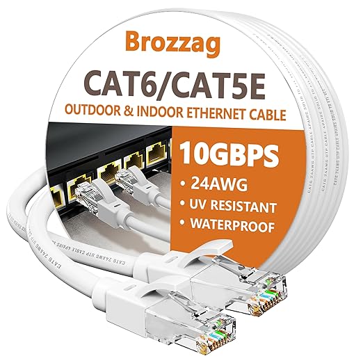 Ethernet Cable 50ft For Cat6/Cat5E, 10Gbps Compatible by Brozzag