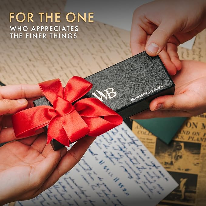 Wordsworth and Black Mechanical Pencil Graphite Lead- Stunning Luxury Metal Pencil, Black Lacquer 24K Gold Finish, 0.7mm Led, Best Gift Set for Men & Women, Professional Executive Office Pencils