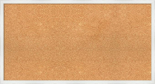 Amanti Art Natural Cork Board for Wall, 19x35 Vision Board with White Frame, Large Corkboard Office Decor for Home Organization, Country Rustic Corkboard Pinboard to Display Items for Home