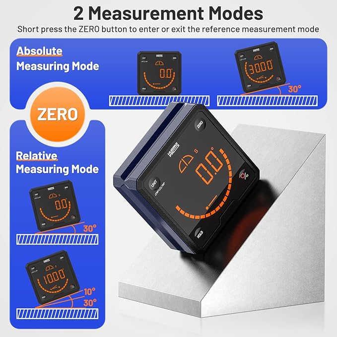 HueparPro Digital Angle Gauge Angle Finder Level with V-Groove Magnetic Base&Backlit LCD Angle Ruler Electronic Table Saw Bevel Gauge Protractor Inclinometer for Construction, Woodworking, Machinery