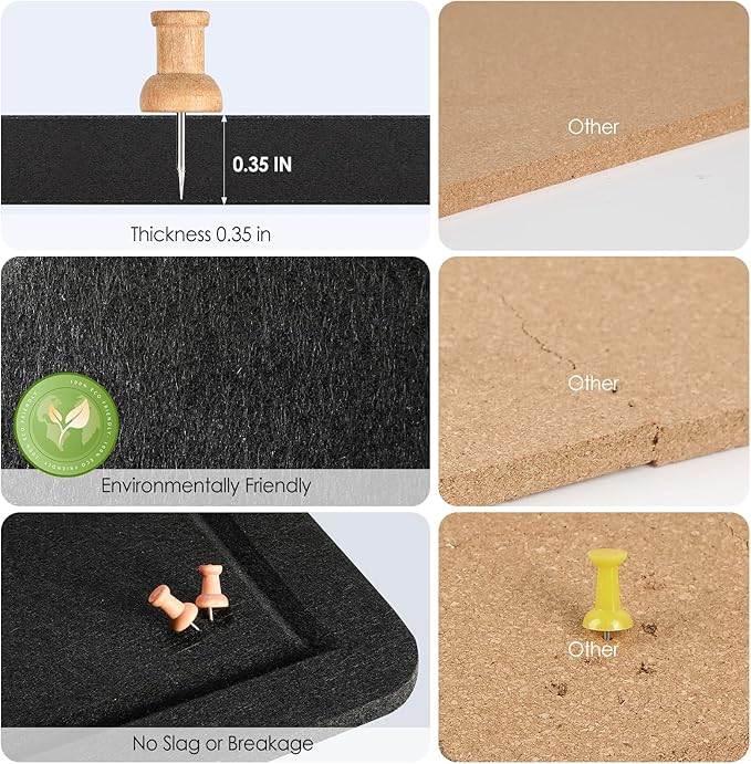 MaxGear Large Bulletin Board 36" x 24", Foldable Felt Board Vision Board Supplies, Cork Board for Office, Home, School, Small Pin Boards for Walls Decorative Display Board Black