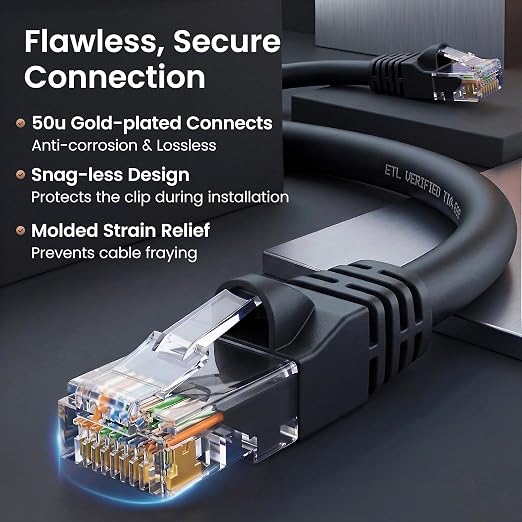 GEARit Cat 6 Ethernet Patch Cable 2 ft Black Cat6 Patch Cables 2ft - Image 4