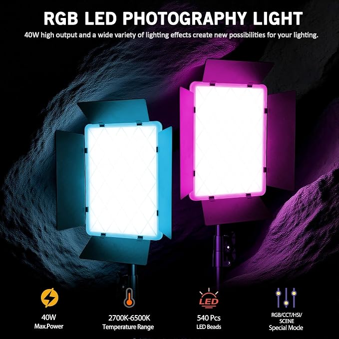 NiceVeedi 2-Pack RGB Photography Lighting - Image 2