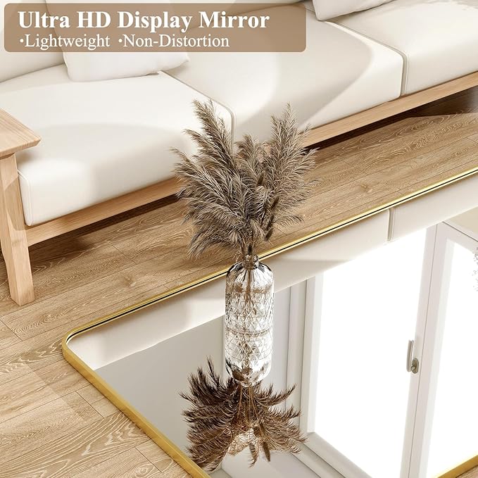 HARRITPURE 80x40 inch Oversized Full Length Mirror Aluminum Frame Floor Mirror Rectangular Full Body Mirror with Stand for Living Room,Bedroom,Cloakroom,Gold