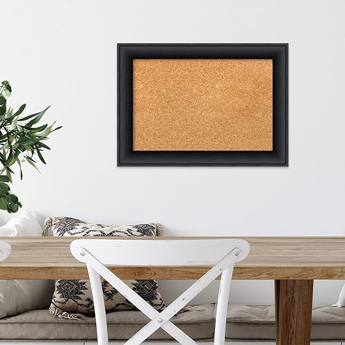 Amanti Art Natural Cork Board for Wall, 15x21 Vision Board with Black Wood Frame, Small Corkboard Office Decor for Home Organization, Modern Contemporary Corkboard Pinboard to display items for home