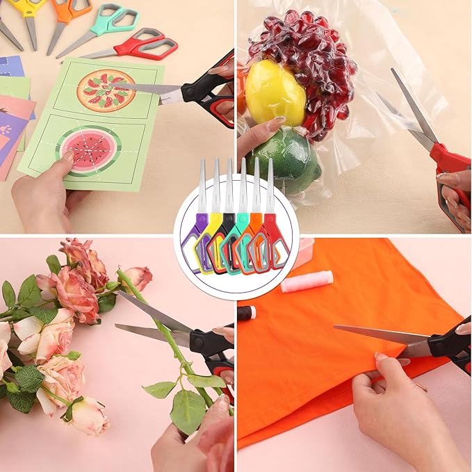 42Pack 8" Scissors All Purpose, Heavy Duty Scissors with Ultra Sharp Blades Comfort Grip Handles - For Office Home School Sewing Fabric Crafts, High/Middle School Student Teacher Scissor