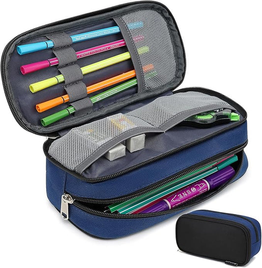 Large Capacity Pencil Case Multi-Slot Pencil Pouch Durable Pencil Box Portable Office Pen Bag with Zipper