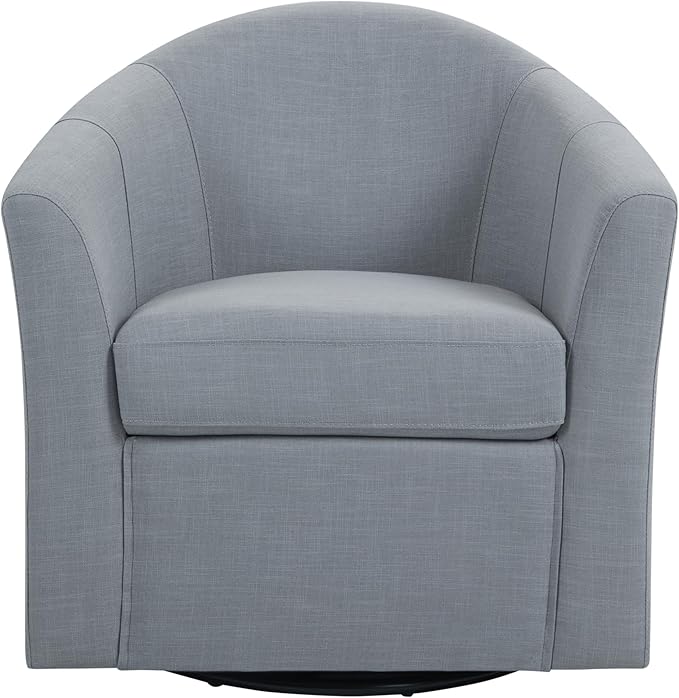 UIXE 360° Swivel Barrel Accent Chair, Modern Round Arm Chair Upholstered Club Armchair, Single Sofa Seating in Fabric for Living Room, Bedroom (Pebble Grey)