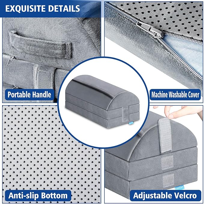 KAYFIA Foot Rest for Under Desk at Work XXL(20in) with 3 Adjustable Heights，Foot Stool with Supportive Gel Foam, Warmer Feet Pocket Footrest for Office Gaming Chair, for Leg Support -Gra