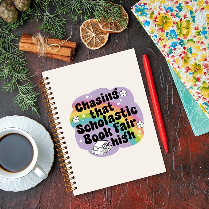 JXREQ Cute Rainbow Book Notebook Journal Bookish Gifts for Book Lovers, Journaling Notbooks for Work Office School Women Girls Gifts, Preppy Bookish Spiral Notebooks 5.5x8.3