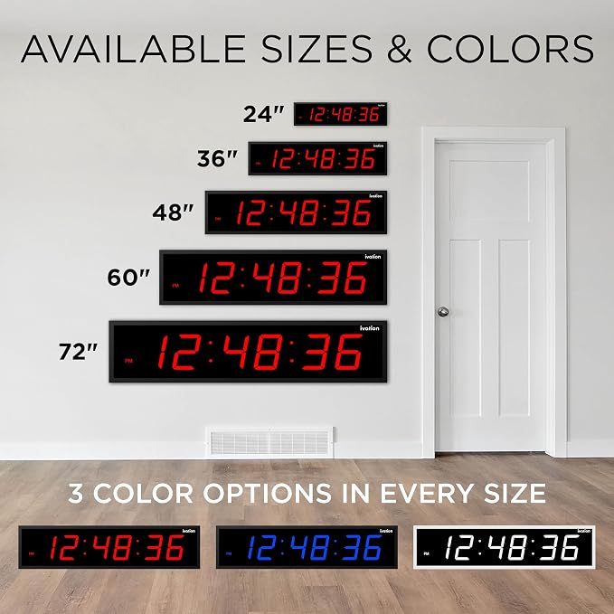 Ivation Huge Oversized 60" Large Digital LED Clock | Big Digital Clock - Image 10