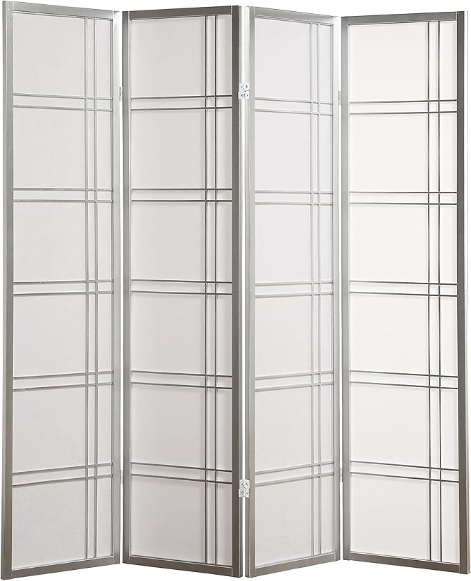 NicBex Room Divider 4 Panel Room Dividers with Paper-Looking Partition Room Dividers and Folding Privacy Screens Wall Divider for Home, Office, Room Separation,72" W x 1" D x 70" H, Silver