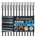 CableGeeker Patch Cables Cat6a 3ft Slim, Cat6 Ethernet Patch Cable 10G Support by CableGeeker