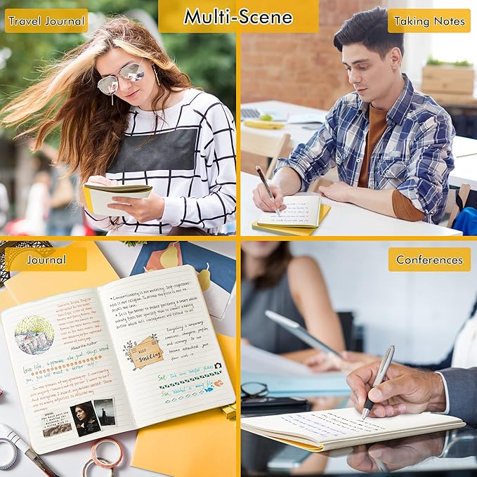 16 Pack Soft Cover Journal Bulk, Feela Lined Notebooks College Ruled for Work for Women Girl Writing, Blank Travel Journal Note Taking Notebook School Business Supplies, 8.2” x 5.5”, A5, Yellow