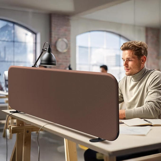 DECOLAB Desk Dividers, Movable Privacy Partition Panel for Students, Office, Home, Shop, Freestanding, Scratch Resistance, 48"x18", Caramel