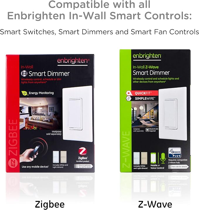Enbrighten Almond Add-On Switch, QuickFit & SimpleWire, Z-Wave/Zigbee, Not A - Image 6