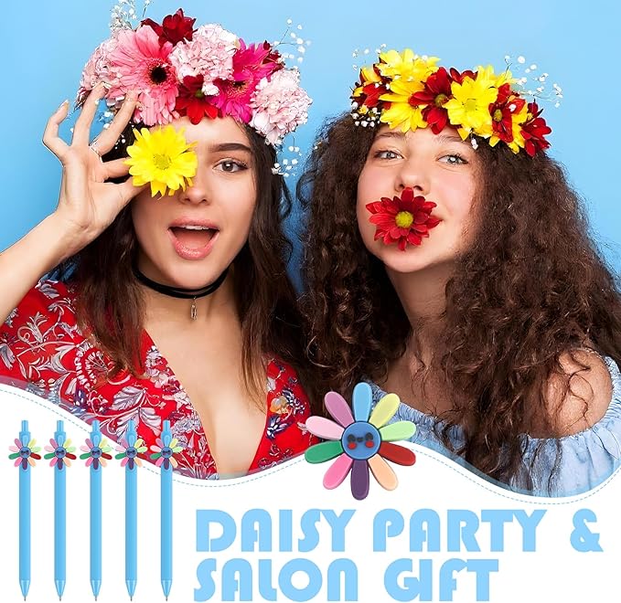 30 Pcs Daisy Scout Ballpoint Pen Bulk Retractable Writing 1.0 mm Medium Point Black Ink Blue Fancy Gift for Friend Troop Scout Leader Daisy Lover Gift Party Favor School Supplies