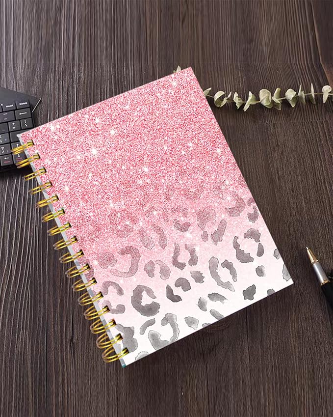 iampanda Spiral Journal Notebook,Strong Twin-Wire Binding with Premium Paper for Girl Women,Modern Girly Design 60 Sheets A5 College Ruled Notebook/Journal,Perfect for School Office Home Gifts,Pink