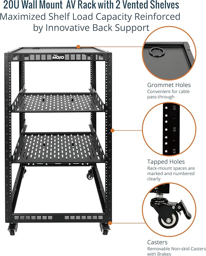 TECMOJO 20U Open Frame Network Rack - Image 4
