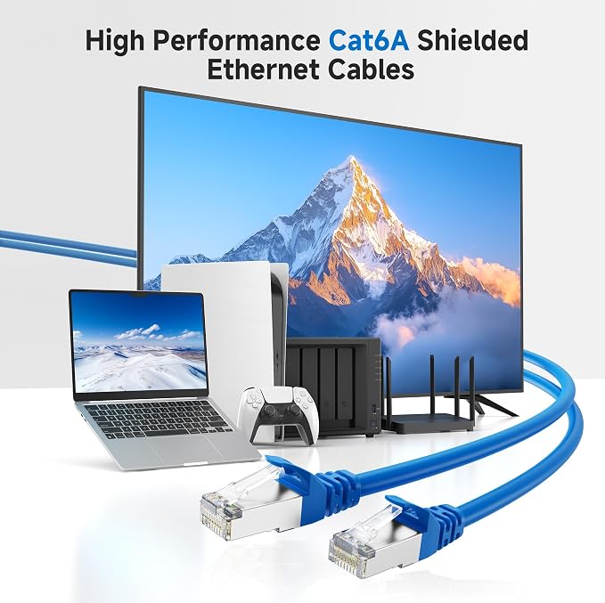 Cable Matters 10Gbps 5-Pack Snagless Shielded Cat 6A Ethernet Cable - 14ft - Image 2