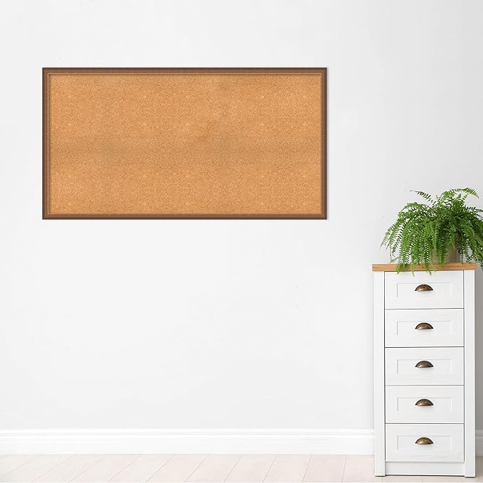Amanti Art Natural Cork Board for Wall, 32x60 Vision Board with Bronze Frame, Oversize Corkboard Office Decor for Home Organization, Modern Corkboard Pinboard to Display Items for Home Organization